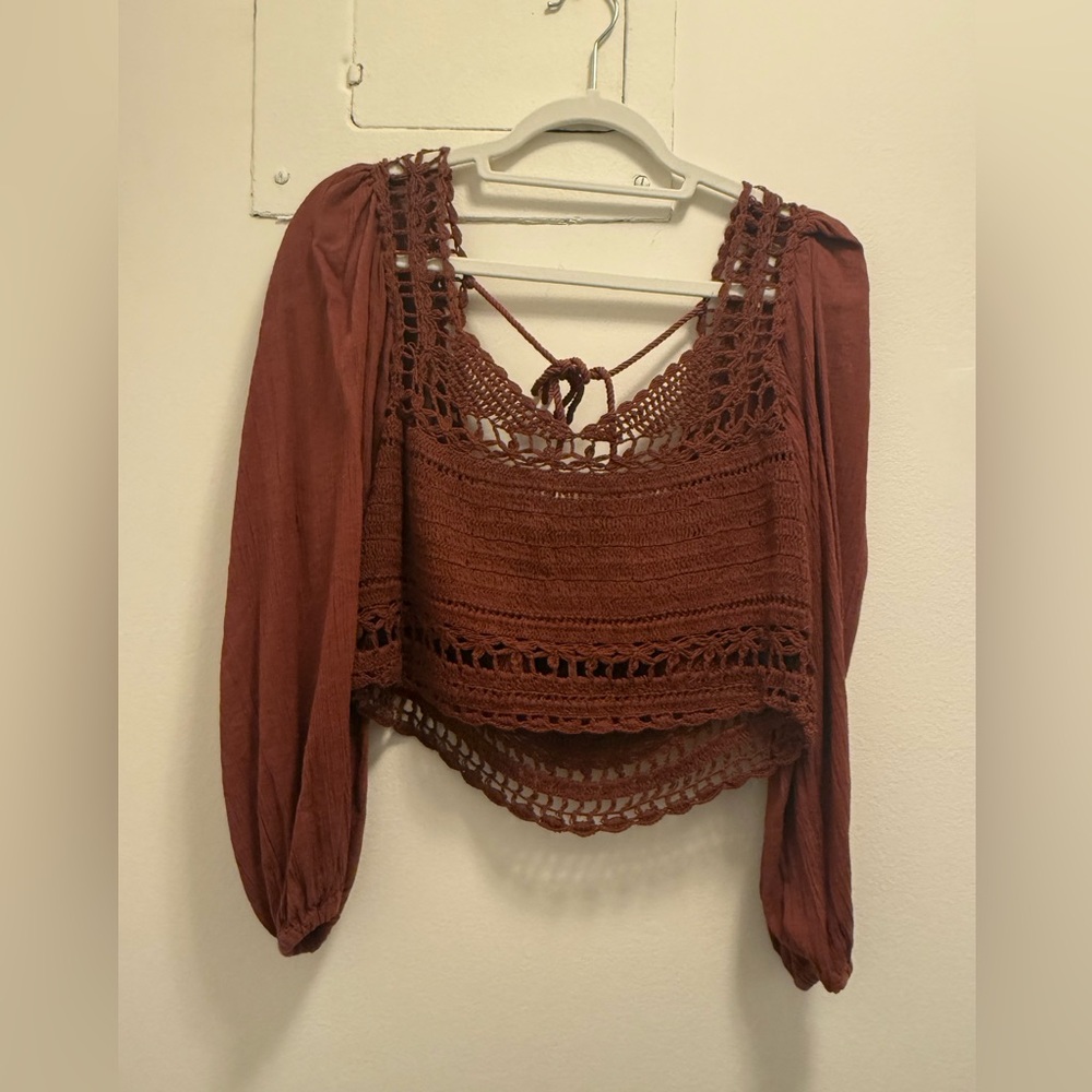 Free people cropped knit blouse